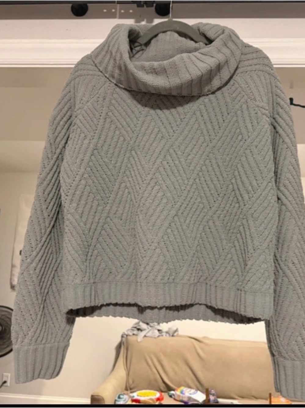 Sincerly Jules Light Gray Cable Turtleneck Sweater